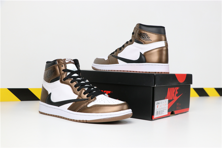 X Air Jordan 1 White Brown Shoes - Click Image to Close